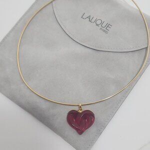 Genuine Authentic Lalique Glass Heart Necklace Choker